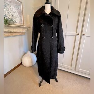 Mackage Black with Silver Metallic Threads Long Wool Blend Coat